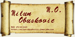 Milun Obušković vizit kartica